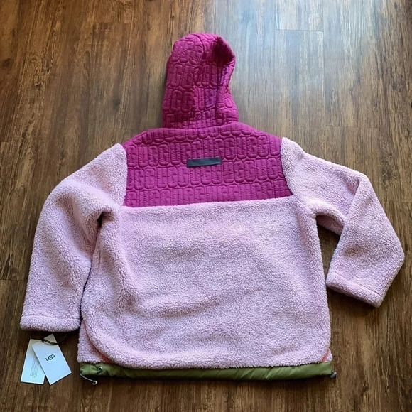 Ugg Women's Iggy Sherpa Jacket Half Zip Pink Lavender Breeze Size Large NWT - Picture 3 of 8